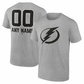 Tampa Bay Lightning Big & Tall Personalized Name & Number Monochrome T-Shirt - Gray - NHL 203773758