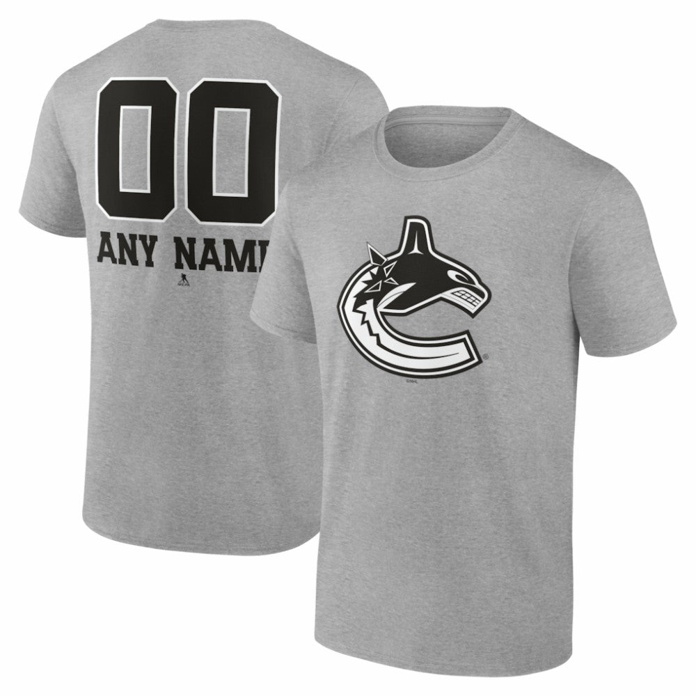 Vancouver Canucks Big & Tall Personalized Name & Number Monochrome T-Shirt - Gray - NHL 203773767