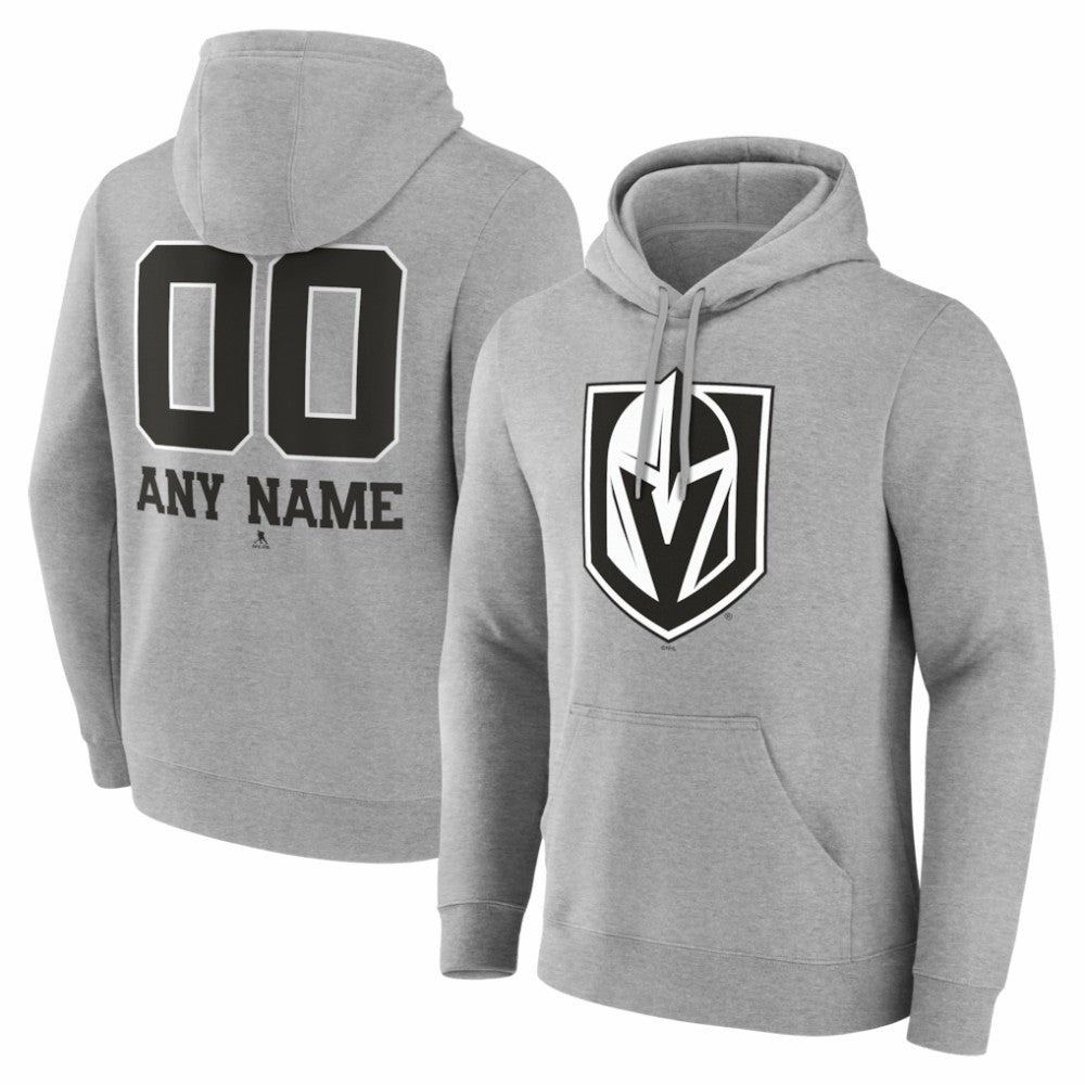 Vegas Golden Knights Big & Tall Personalized Name & Number Monochrome Pullover Hoodie - Gray - NHL 203773769