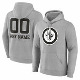 Winnipeg Jets Big & Tall Personalized Name & Number Monochrome Pullover Hoodie - Gray - NHL 203773775