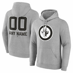 Winnipeg Jets Big & Tall Personalized Name & Number Monochrome Pullover Hoodie - Gray - NHL 203773775