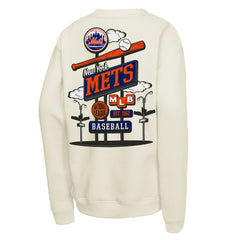 New York Mets Mitchell & Ness Youth Retro Billboard Sweatshirt - Natural - Mitchell & Ness on Sale