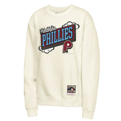 Philadelphia Phillies Mitchell & Ness Youth Retro Billboard Sweatshirt - Natural - Mitchell & Ness Lifestyle