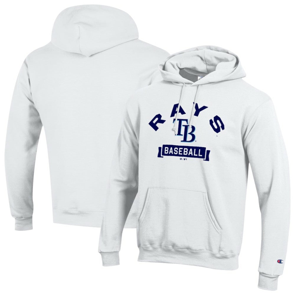 Tampa Bay Rays Champion Eco Powerblend Hoodie - White - MLB Lifestyle