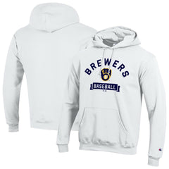 Milwaukee Brewers Champion Eco Powerblend Hoodie - White - MLB Lifestyle