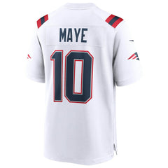 Nike Drake Maye New England Patriots Super Bowl LX Patch Game Jersey White