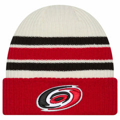Carolina Hurricanes New Era Vintage Cuffed Knit Hat - Cream/Red - NHL 203787574
