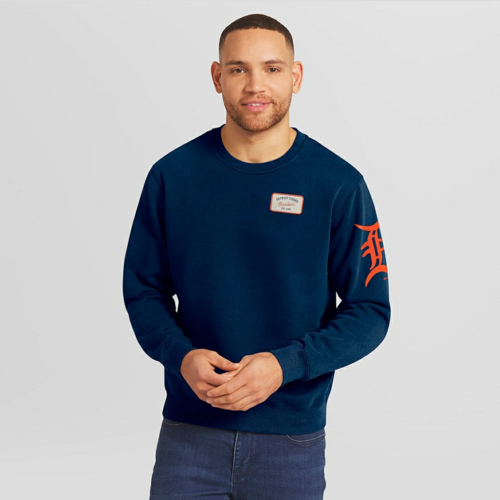 Detroit Tigers Darius Rucker Collection by Fanatics Washed Crew Neck Pullover Sweatshirt - Navy - Fanatics Sale