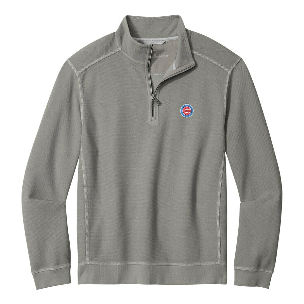 Chicago Cubs Tommy Bahama Montego Bay Half-Zip Sweatshirt - Gray - MLB on Sale