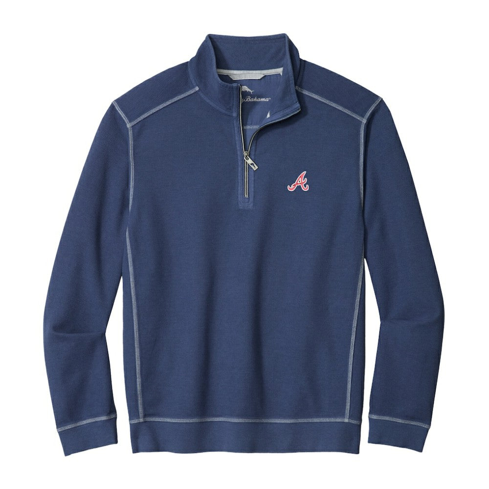 Atlanta Braves Tommy Bahama Montego Bay Half-Zip Sweatshirt - Navy - MLB Lifestyle