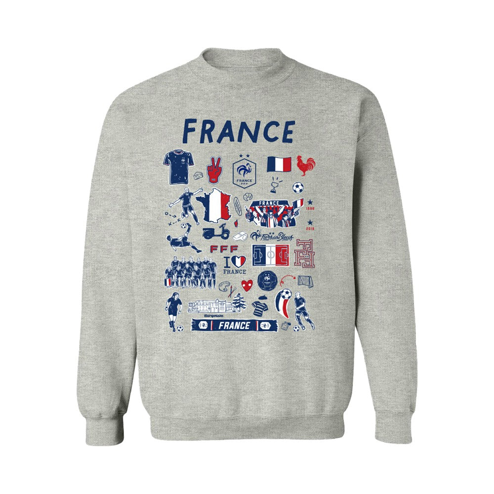 France National Team Vive La Fete Women's Impressions Artwork Sweatshirt Gray