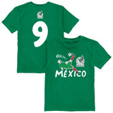 Raúl Jiménez Mexico National Team Vive La Fete Youth Player Name & Number Chilena Style T-Shirt Green
