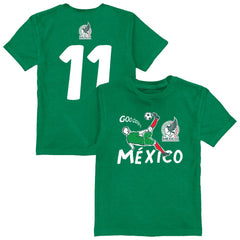 Santiago Gimenez Mexico National Team Vive La Fete Youth Player Name & Number Chilena Style T-Shirt Green