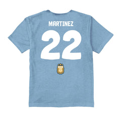 Lautaro Martinez Argentina National Team Vive La Fete Youth Player Name & Number Chilena Style T-Shirt Light Blue