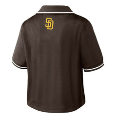 San Diego Padres WEAR by Erin Andrews Women's Cropped Polo - Brown - MLB on Sale