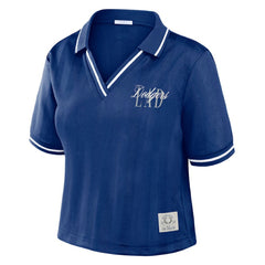 Los Angeles Dodgers WEAR by Erin Andrews Women's Cropped Polo - Royal - MLB Lifestyle