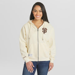San Francisco Giants WEAR by Erin Andrews Women's Full-Zip Hoodie - Cream - MLB Sale
