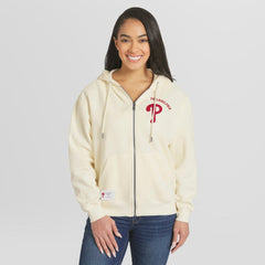 Philadelphia Phillies WEAR by Erin Andrews Women's Full-Zip Hoodie - Cream - MLB Lifestyle