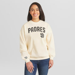 San Diego Padres WEAR by Erin Andrews Women's Heavyweight Crew Neck Sweatshirt - Cream - MLB Sale