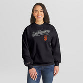 San Francisco Giants WEAR by Erin Andrews Women's Heavyweight Crew Neck Sweatshirt - Black - MLB Online