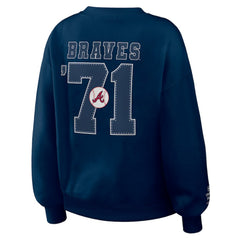 Atlanta Braves WEAR by Erin Andrews Women's Heavyweight Crew Neck Sweatshirt - Navy - MLB Online