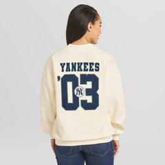 New York Yankees WEAR by Erin Andrews Women's Heavyweight Crew Neck Sweatshirt - Cream - MLB Lifestyle