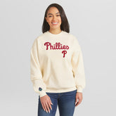 Philadelphia Phillies WEAR by Erin Andrews Women's Heavyweight Crew Neck Sweatshirt - Cream - MLB Discount