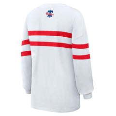 Philadelphia Phillies WEAR by Erin Andrews Women's Oversized Long Sleeve Striped T-Shirt - White - MLB Sale