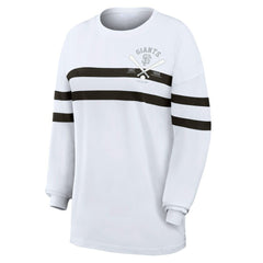 San Francisco Giants WEAR by Erin Andrews Women's Oversized Long Sleeve Striped T-Shirt - White - MLB on Sale