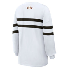 San Francisco Giants WEAR by Erin Andrews Women's Oversized Long Sleeve Striped T-Shirt - White - MLB on Sale