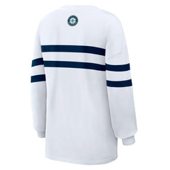 Seattle Mariners WEAR by Erin Andrews Women's Oversized Long Sleeve Striped T-Shirt - White - MLB Online