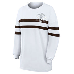 San Diego Padres WEAR by Erin Andrews Women's Oversized Long Sleeve Striped T-Shirt - White - MLB Online