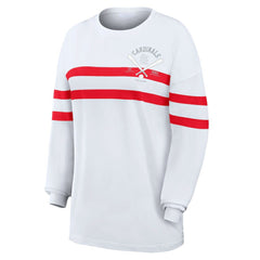 St. Louis Cardinals WEAR by Erin Andrews Women's Oversized Long Sleeve Striped T-Shirt - White - MLB Online