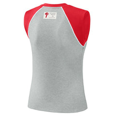 Philadelphia Phillies WEAR by Erin Andrews Women's Cropped Raglan Tank Top - Heather Gray - MLB on Sale