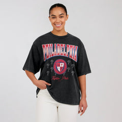 Philadelphia Phillies WEAR by Erin Andrews Women's Oversized Boyfriend T-Shirt - Black - MLB on Sale