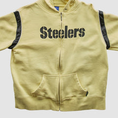Fanatics Pittsburgh Steelers Reebok 2000s Hooded Full Zip Sweatshirt Yellow Vintage