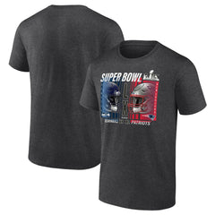 Fanatics New England Patriots vs. Seattle Seahawks Super Bowl LX Big & Tall Final Battle Dueling T-Shirt Heather Charcoal