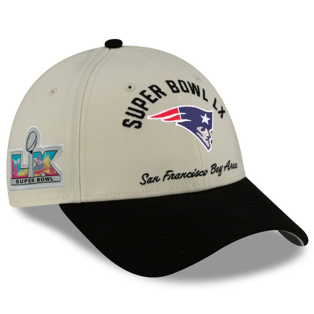 New England Patriots New Era Super Bowl LX 9FORTY Adjustable Hat Cream/Black