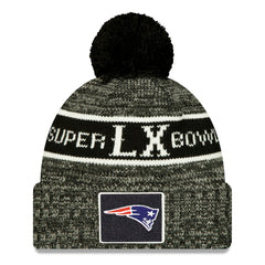 New England Patriots New Era Super Bowl LX Cuffed Knit Hat with Pom Black