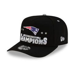 New England Patriots New Era 2025 AFC Champions Locker Room Trophy Collection A-Frame 9FIFTY Snapback Hat Black