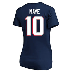Fanatics Drake Maye New England Patriots Women's Super Bowl LX Patch Plus Size Name & Number V-Neck T-Shirt Navy