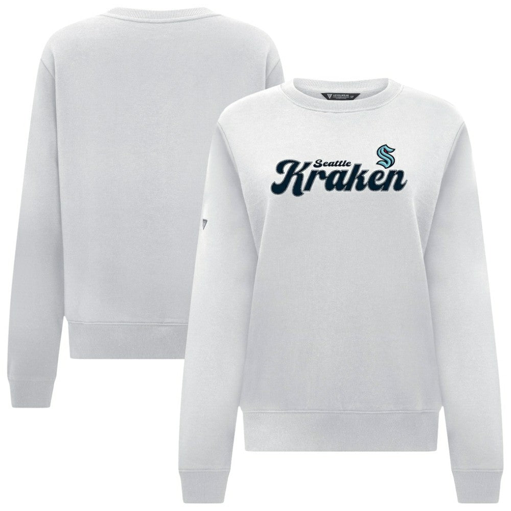 Seattle Kraken Levelwear Women's Yvette Big Script Tri-Blend Sweatshirt - White - NHL 203809130