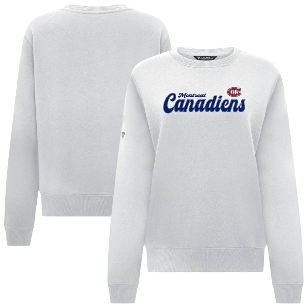 Montreal Canadiens Levelwear Women's Yvette Big Script Tri-Blend Sweatshirt - White - NHL 203809131