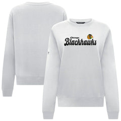 Chicago Blackhawks Levelwear Women's Yvette Big Script Tri-Blend Sweatshirt - White - NHL 203809139