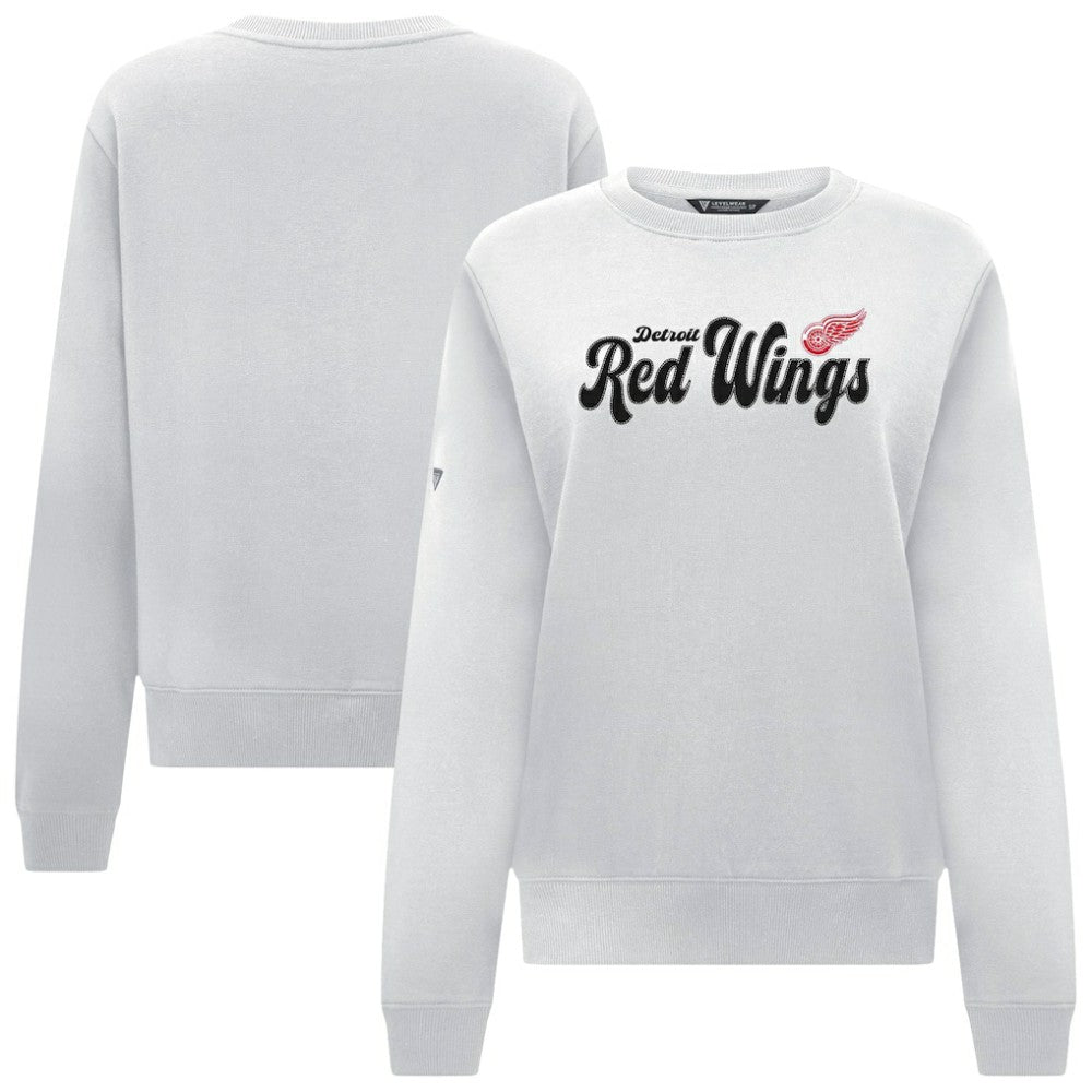 Detroit Red Wings Levelwear Women's Yvette Big Script Tri-Blend Sweatshirt - White - NHL 203809143