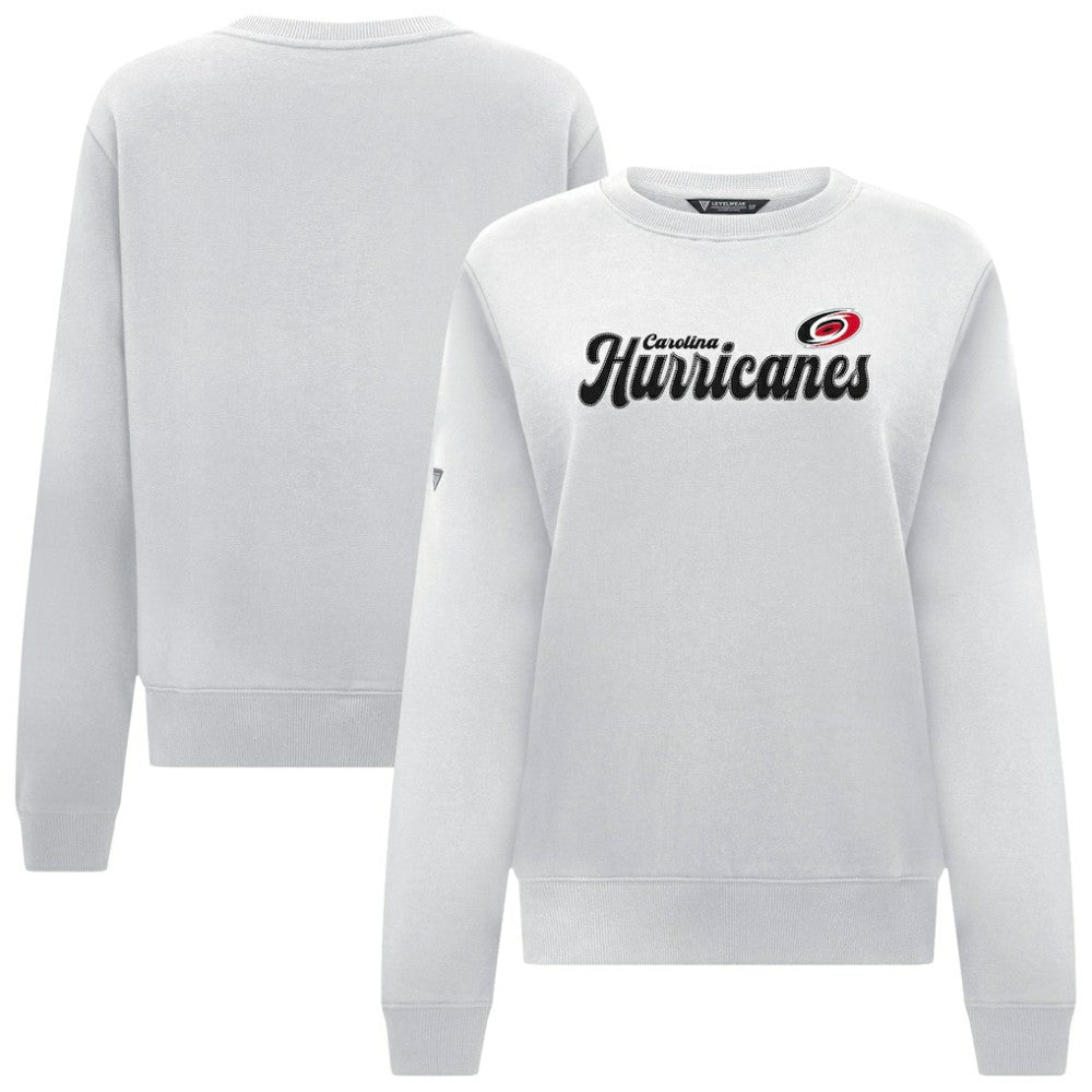 Carolina Hurricanes Levelwear Women's Yvette Big Script Tri-Blend Sweatshirt - White - NHL 203809148