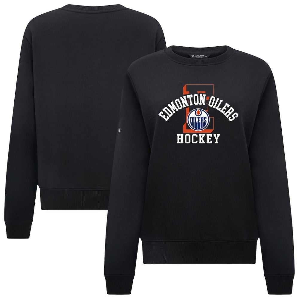 Edmonton Oilers Levelwear Women's Yvette Limelight Big Letter Sweatshirt - Black - NHL 203809163