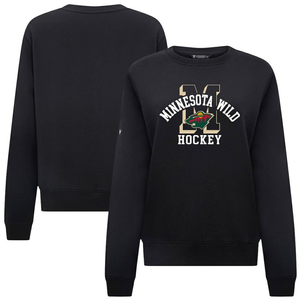 Minnesota Wild Levelwear Women's Yvette Limelight Big Letter Sweatshirt - Black - NHL 203809166