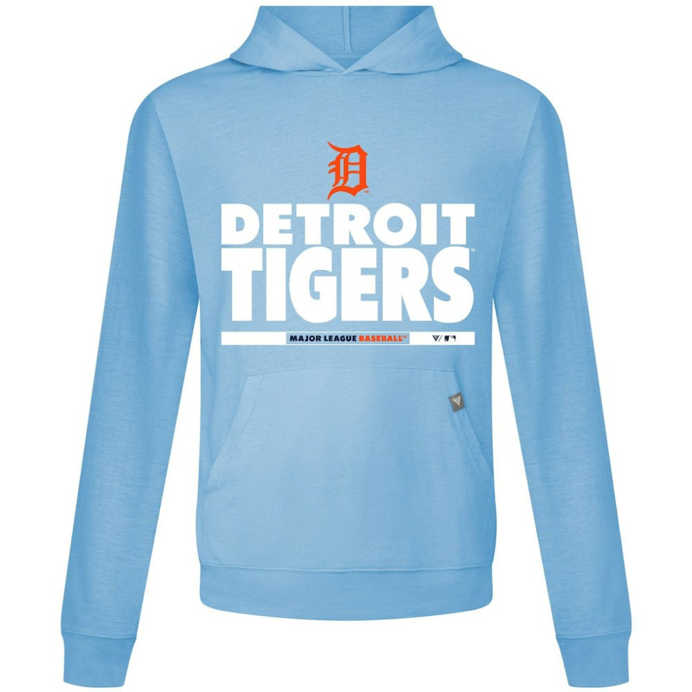 Detroit Tigers Levelwear Relay Center Stage Long Sleeve Hooded T-Shirt - Light Blue - MLB Lifestyle