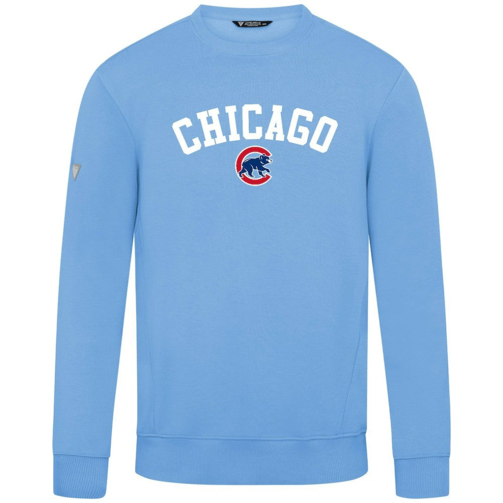 Chicago Cubs Levelwear Zane Felt Arch Pullover Sweatshirt - Light Blue - MLB Online